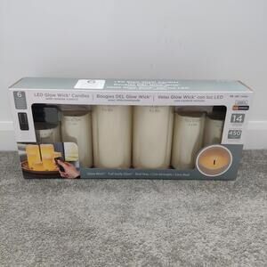Gerson Glow Wick LED Color-Changing Real Wax Candles 6pc w/Remote Set of 2